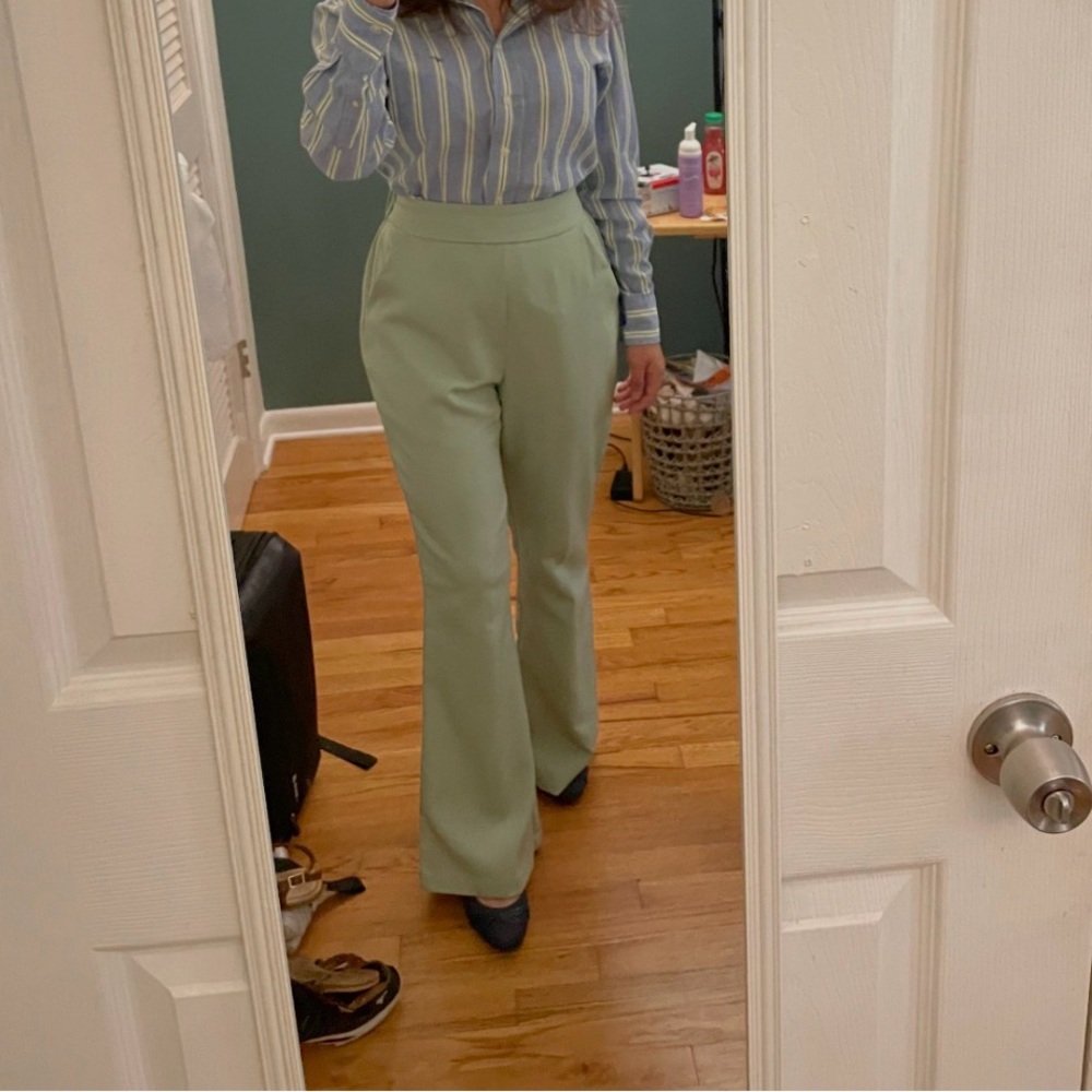 Simplee Apparel Light Green Flare Pants